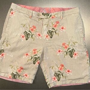 Men’s Tommy Bahama Coral Shores Reversible Floral & Plaid Linen Shorts 36 (38)